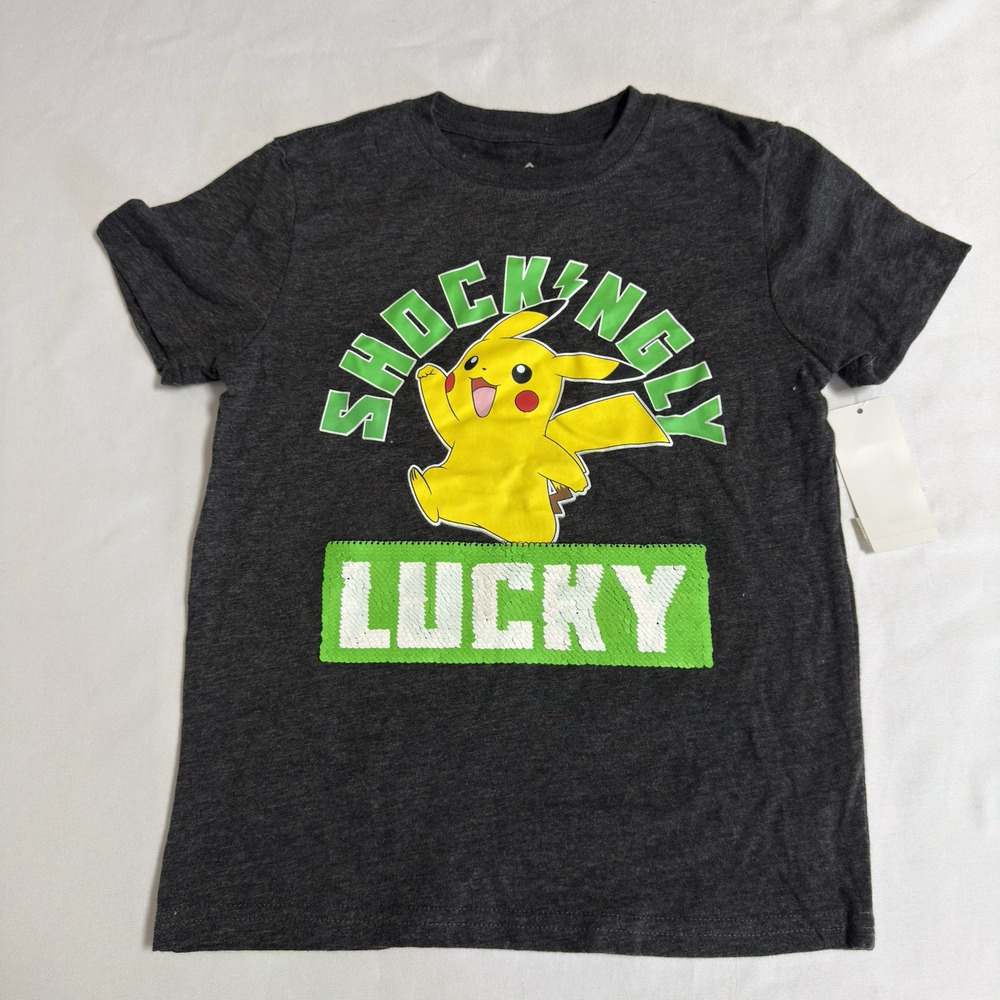 Pokémon Pikachu Shockingly Lucky Graphic Boys T-Shirt Charcoal Heather Size XS